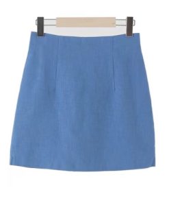 Linen Half Skirt in Lake Green - Oil Pastel Color, Korean Style, Trendy Women's Fashion, Perfect for Spring and Summer