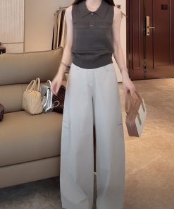 Linen Hollow Jacquard Vest with Solid Color Minimalist Casual Shorts & Pants - Summer 2025 Essential Outfit for Effortless Style