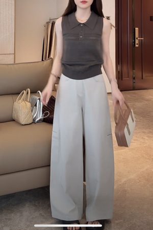 Linen Hollow Jacquard Vest with Solid Color Minimalist Casual Shorts & Pants - Summer 2025 Essential Outfit for Effortless Style