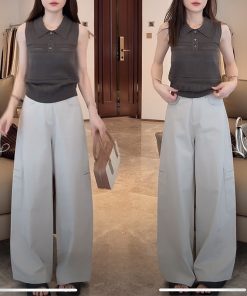 Linen Hollow Jacquard Vest with Solid Color Minimalist Casual Shorts & Pants - Summer 2025 Essential Outfit for Effortless Style