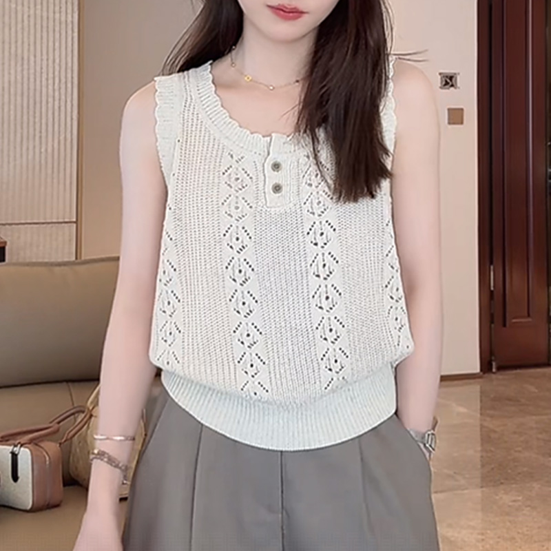 Linen Hollow Jacquard Vest with Solid Color Minimalist Casual Shorts & Pants - Summer 2025 Essential Outfit for Effortless Style