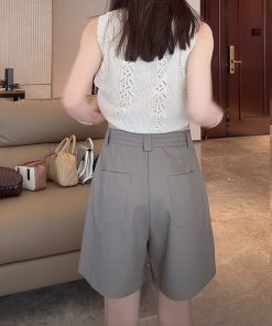 Linen Hollow Jacquard Vest with Solid Color Minimalist Casual Shorts & Pants - Summer 2025 Essential Outfit for Effortless Style