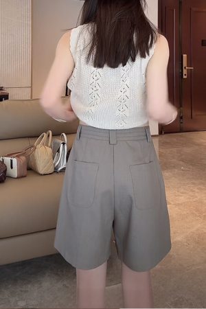 Linen Hollow Jacquard Vest with Solid Color Minimalist Casual Shorts & Pants - Summer 2025 Essential Outfit for Effortless Style