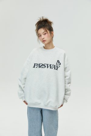 Little Heart Crew Neck Pullover Sweatshirt - Hoodless Loose Fleece Top for Couples - Spring Autumn Style, Casual Fashion