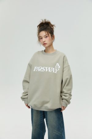 Little Heart Crew Neck Pullover Sweatshirt - Hoodless Loose Fleece Top for Couples - Spring Autumn Style, Casual Fashion