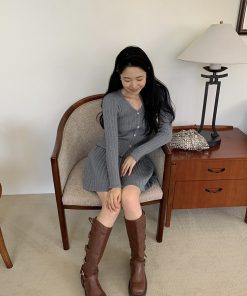 Lively Korean Style Cardigan and Skirt Set - Slimming Cute Outfit for a Fun, Playful Look