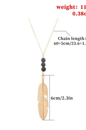 Long Arrow Pendant Necklace for Women - Fashionable Volcanic Stone Jewelry, Versatile European and American Style Accessories