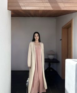 Long Knitted Rattan Coat in Two Colors - Alpaca Mohair 900g for Spring Summer - Chic Layering Piece