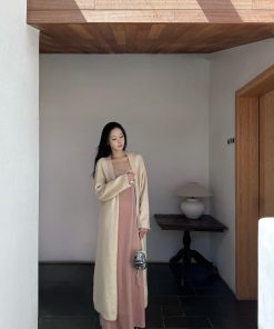 Long Knitted Rattan Coat in Two Colors - Alpaca Mohair 900g for Spring Summer - Chic Layering Piece