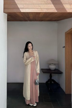 Long Knitted Rattan Coat in Two Colors - Alpaca Mohair 900g for Spring Summer - Chic Layering Piece