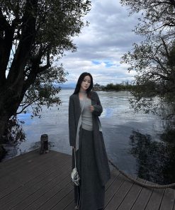 Long Knitted Rattan Coat in Two Colors - Alpaca Mohair 900g for Spring Summer - Chic Layering Piece