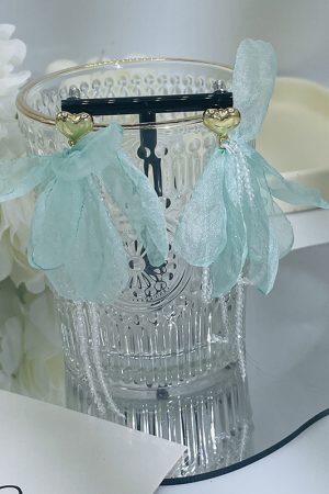 Long Korean-Style Lace Crystal Tassel Earrings for Women - Sweet Temperament Vacation Accessories, New Arrival 2025