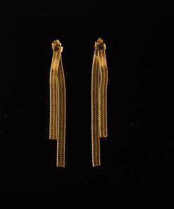 Long Metal Snake Bone Chain Front and Back Wear Ear Studs - European American Style 18K Gold Earrings for Trendy Fashion