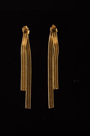 Long Metal Snake Bone Chain Front and Back Wear Ear Studs - European American Style 18K Gold Earrings for Trendy Fashion