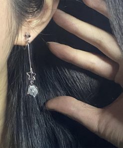 Long Tassel Star Cat's Eye Stone Earrings - Unique Light Luxury High-End Ear Pendants for Chic Style