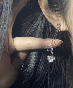 Long Tassel Star Cat's Eye Stone Earrings - Unique Light Luxury High-End Ear Pendants for Chic Style