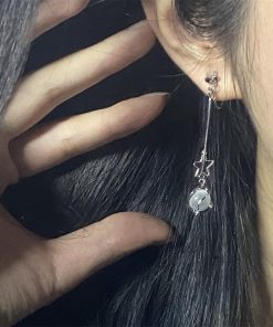Long Tassel Star Cat's Eye Stone Earrings - Unique Light Luxury High-End Ear Pendants for Chic Style