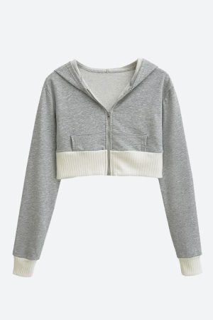 Looks Chic, Korean Shirt - Cropped Hoodie & Mini Skirt Two Piece Set