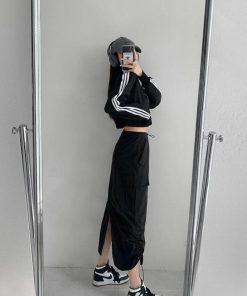 Looks Minimalistas, Dream Style Fashion - Drawstring Parachute Midi Skirt