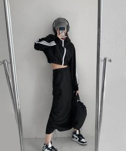 Looks Minimalistas, Dream Style Fashion - Drawstring Parachute Midi Skirt