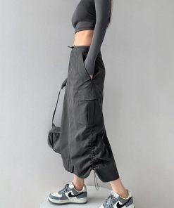 Looks Minimalistas, Dream Style Fashion - Drawstring Parachute Midi Skirt