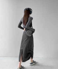 Looks Minimalistas, Dream Style Fashion - Drawstring Parachute Midi Skirt