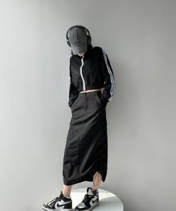 Looks Minimalistas, Dream Style Fashion - Drawstring Parachute Midi Skirt