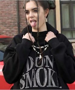 Looks Para Faculdade, Fashion For Girls - I Don't Smoke Rhinestone Hoodie