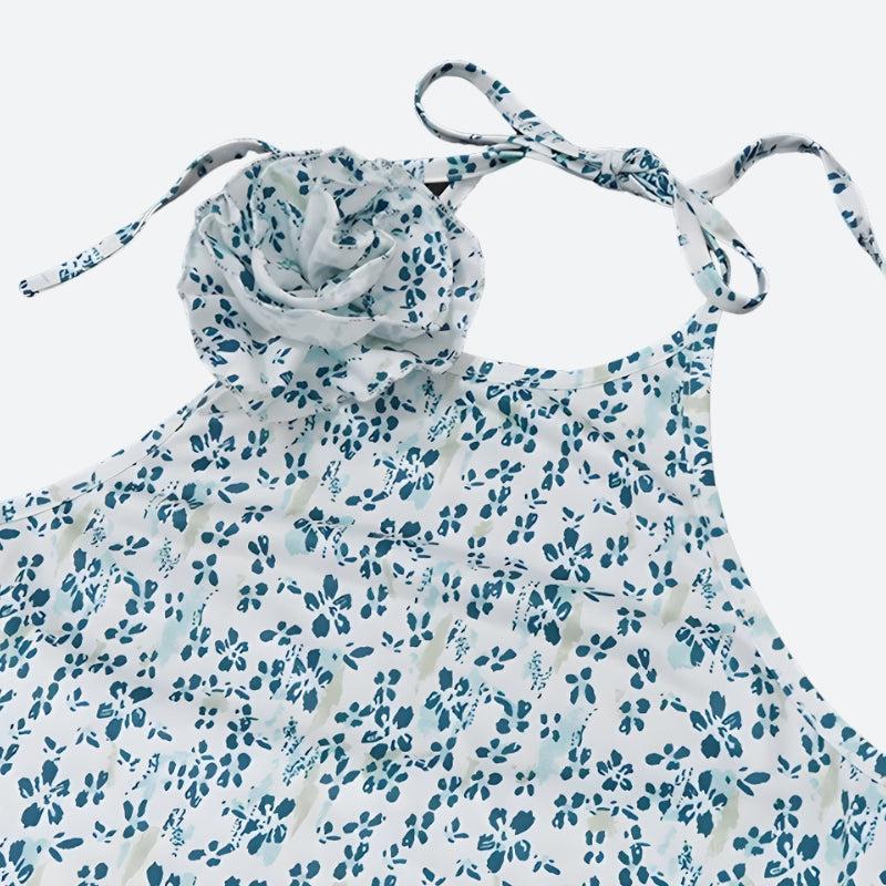 Looks Party, Teen Fashion Outfits - Cottagecore Floral Ruffled Mini Dress