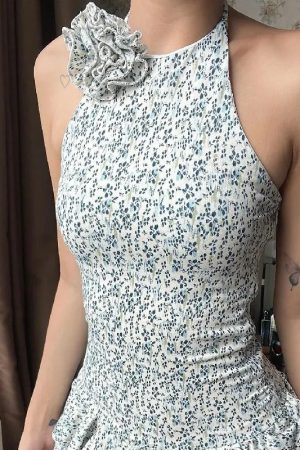 Looks Party, Teen Fashion Outfits - Cottagecore Floral Ruffled Mini Dress