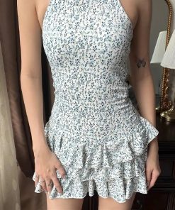 Looks Party, Teen Fashion Outfits - Cottagecore Floral Ruffled Mini Dress