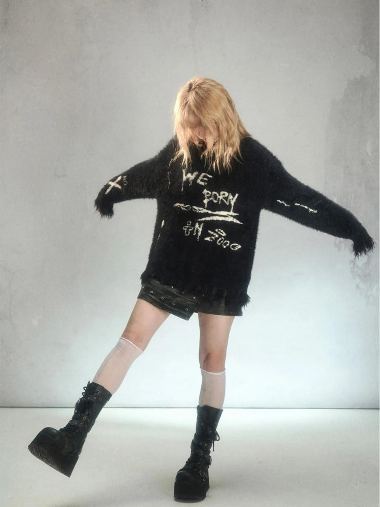 Looks With Doc Martens, How To Style Doc Martens With Dress - Grunge Fluffy Knitted Sweater Looks With Doc Martens, How To Style Doc Martens With Dress - Grunge Fluffy Knitted Sweater