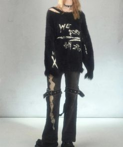 Looks With Doc Martens, How To Style Doc Martens With Dress - Grunge Fluffy Knitted Sweater