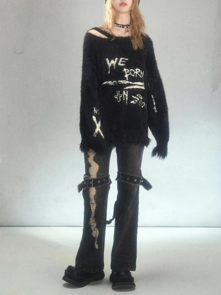 Looks With Doc Martens, How To Style Doc Martens With Dress - Grunge Fluffy Knitted Sweater Looks With Doc Martens, How To Style Doc Martens With Dress - Grunge Fluffy Knitted Sweater