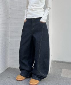 Loose American Retro Curved Knife Pants for Women - High Street Niche Trend Jeans