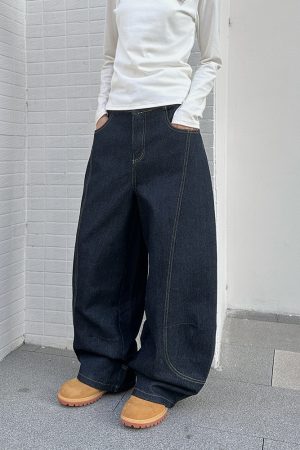 Loose American Retro Curved Knife Pants for Women - High Street Niche Trend Jeans