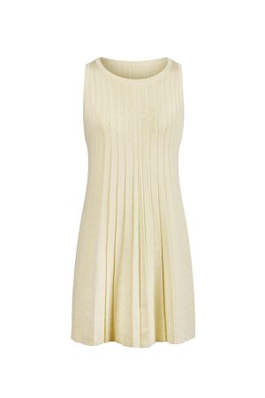 Loose and Slimming Pleated Doll Skirt Dress in Ice Silk Knit - Stylish Sleeveless Design for 90s and Y2K Fashion Lovers