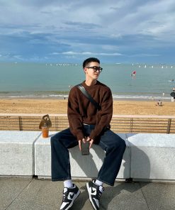 Loose Casual Denim Pants for Men, Retro Wide-Leg Straight Trousers, Autumn Fashion, Deep Blue, Hong Kong Style, Versatile 90s Look