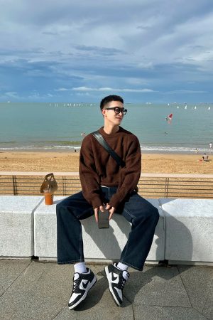 Loose Casual Denim Pants for Men, Retro Wide-Leg Straight Trousers, Autumn Fashion, Deep Blue, Hong Kong Style, Versatile 90s Look