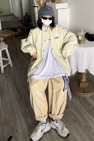 Loose Corduroy Wide-Leg Trousers for Autumn Winter - Versatile Japanese Korean Street Style Workwear with Built-in Handkerchief