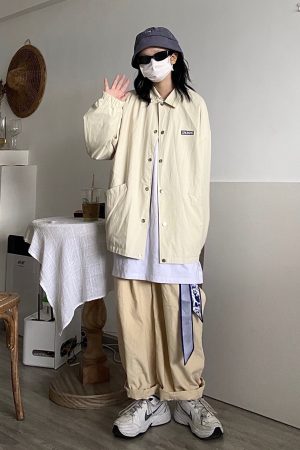 Loose Corduroy Wide-Leg Trousers for Autumn Winter - Versatile Japanese Korean Street Style Workwear with Built-in Handkerchief