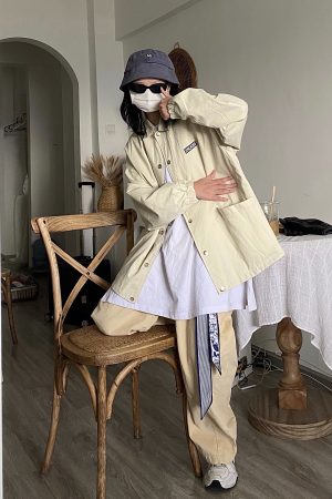 Loose Corduroy Wide-Leg Trousers for Autumn Winter - Versatile Japanese Korean Street Style Workwear with Built-in Handkerchief
