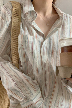 Loose Cotton-Linen Striped Shirt for Women - Trendy Versatile Top for Spring and Autumn 2025, Niche Design, Effortless Style