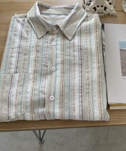 Loose Cotton-Linen Striped Shirt for Women - Trendy Versatile Top for Spring and Autumn 2025, Niche Design, Effortless Style
