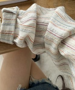 Loose Cotton-Linen Striped Shirt for Women - Trendy Versatile Top for Spring and Autumn 2025, Niche Design, Effortless Style