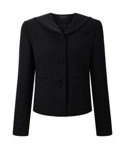 Loose Fit Black Navy Collar Suit Jacket - Japanese College Style Slimming Outerwear for Women