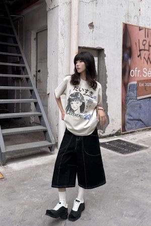 Loose Fit Denim Capri Pants for Women - Retro American Style Summer Shorts, Versatile Casual Fashion