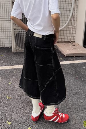 Loose Fit Denim Capri Pants for Women - Retro American Style Summer Shorts, Versatile Casual Fashion