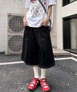 Loose Fit Denim Capri Pants for Women - Retro American Style Summer Shorts, Versatile Casual Fashion