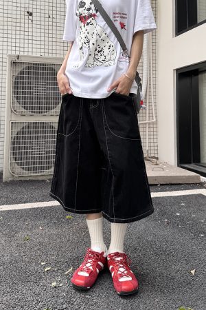 Loose Fit Denim Capri Pants for Women - Retro American Style Summer Shorts, Versatile Casual Fashion